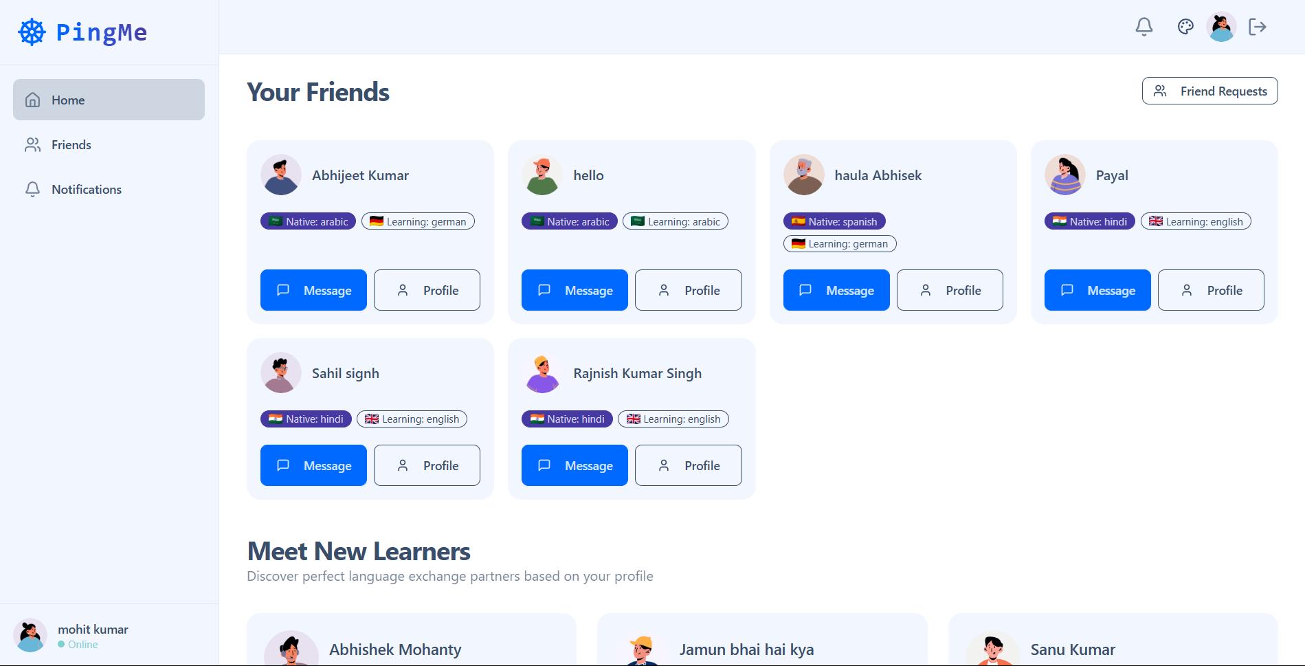 PingMe – A Social App